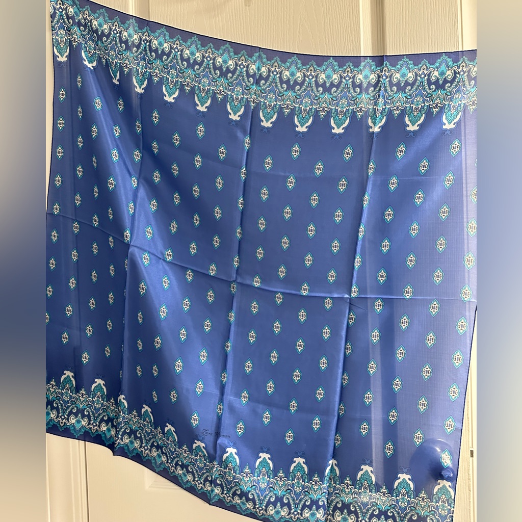 100 Silk Scarf Square Large Blue